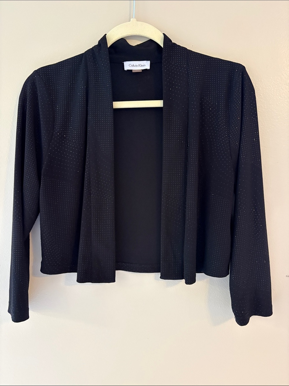 Calvin Klein Black Shimmer Cropped Shrug Jacket Size M